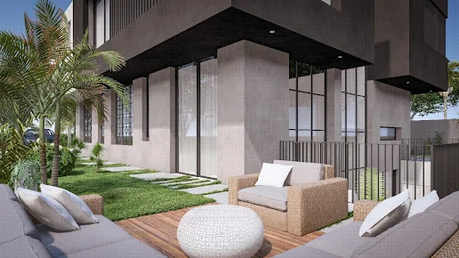 Patio avec salon extérieur